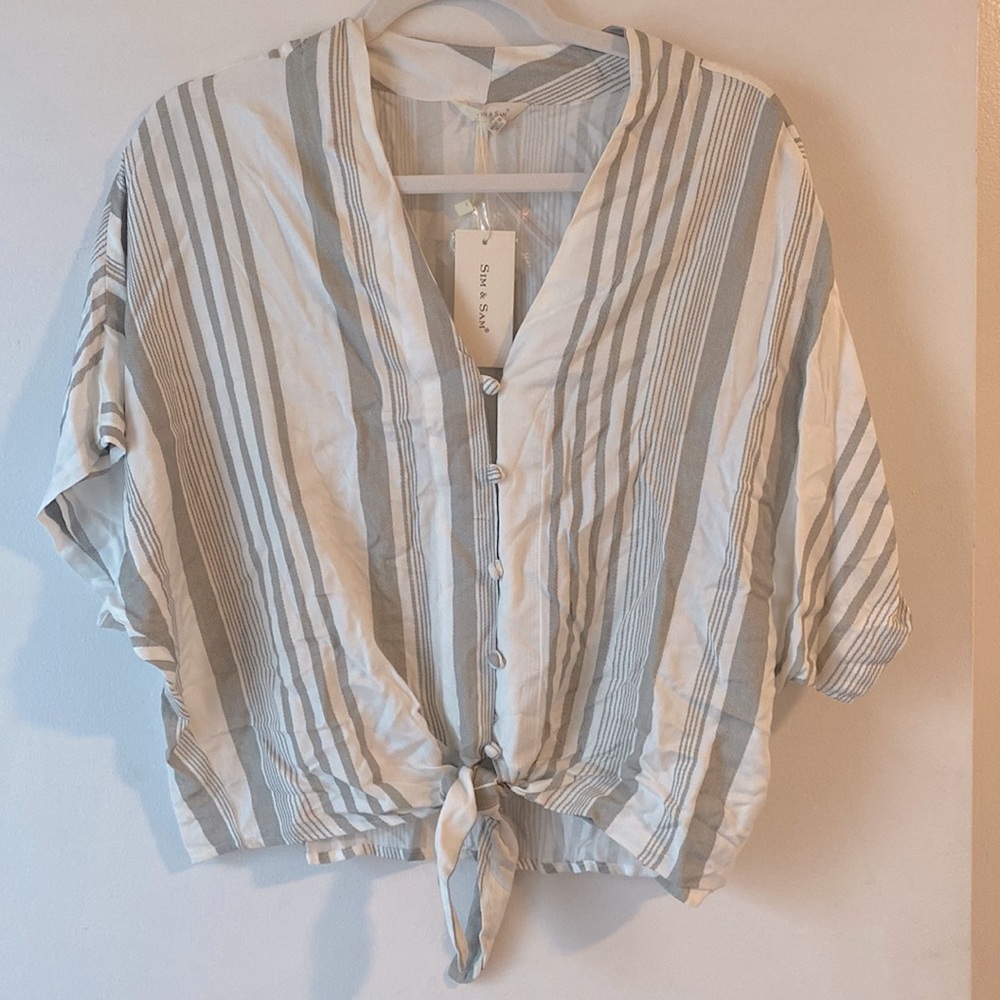 Sun & Sam Heather Grey/White Blouse
